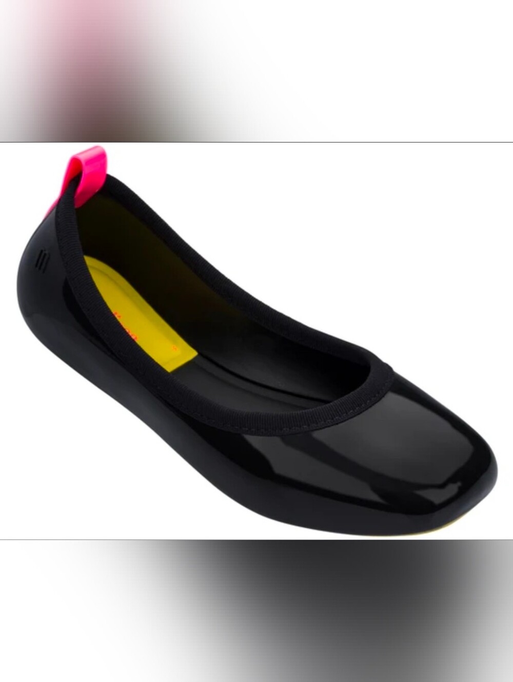 Melissa Lance Black Ballet Flat with Pink Heel Tab Size 7